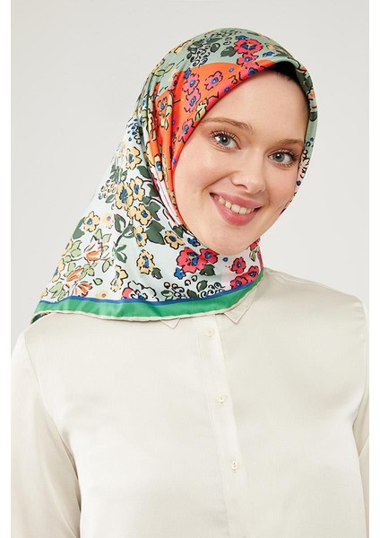 Yeşil Mine Çiçeği Trend Twill Eşarp fiyatları