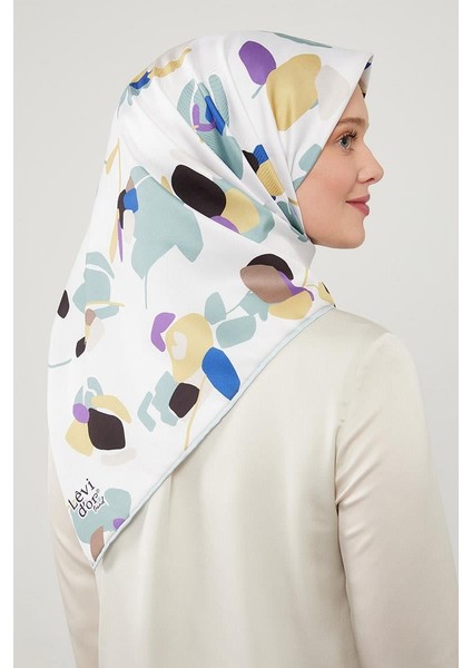 Su Yeşili Asimetrik Deseni Twill Eşarp