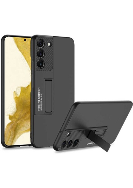 Samsung Galaxy S22 5g Kılıf Standlı Ays Sert Kapak Siyah