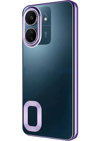 Xiaomi Poco C65 Kılıf Logo Gösteren Kamera Korumalı Silikon Lila