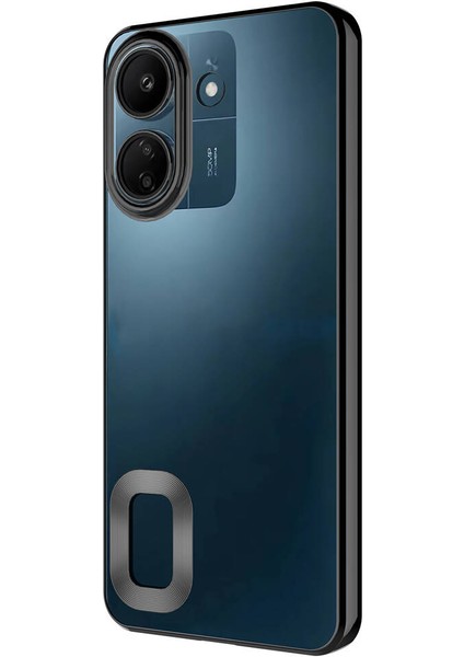 Xiaomi Poco C65 Kılıf Logo Gösteren Kamera Korumalı Silikon Siyah