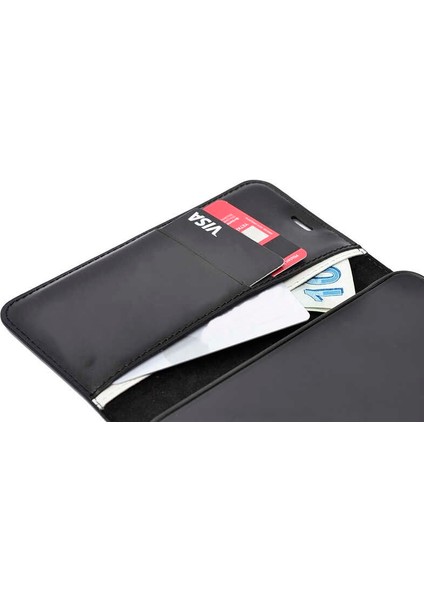 Reeder S19 Max Pro S Zoom Kılıf Delüx Cüzdan Kartvizitli Standlı Kopçalı Siyah
