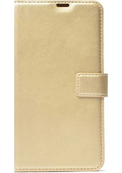 Reeder S19 Max Pro S Zoom Kılıf Delüx Cüzdan Kartvizitli Standlı Kopçalı Gold