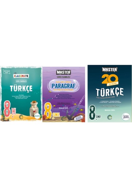 8. Sınıf Classmate Türkçe Soru Bankası - Master Paragraf Soru Bankası - Master 20 Türkçe Denemesi 3'lü Set