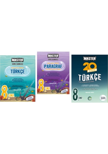 8. Sınıf Master Türkçe Soru Bankası - Master Paragraf Soru Bankası - Master 20 Türkçe Denemesi 3'lü Set