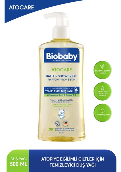 Atocare Atpoi Eğilimli Ciltler Için Temizleyici Duş Yağı 500 ml Seramid Prebiyotik Omega 3 - 6 Yulaf