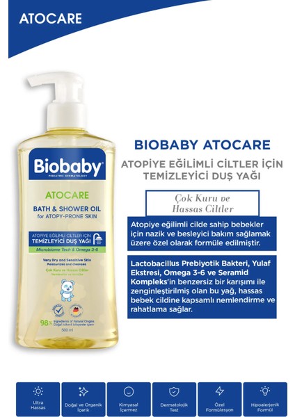 Atocare Atpoi Eğilimli Ciltler Için Temizleyici Duş Yağı 500 ml Seramid Prebiyotik Omega 3 - 6 Yulaf fırsatları