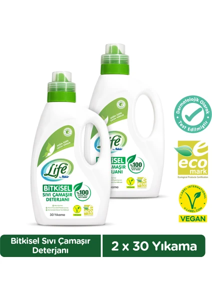 Life By Fakir Vegan Bitkisel 1500ML Sıvı Çamaşır Deterjanı 1500ML x 2 Adet