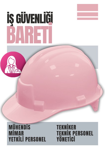 Pembe Baret Ayarlanabilir Mühendis Mimar Tekniker Kadınlara Özel Iş Güvenliği Uzmanı Sahada Kadın