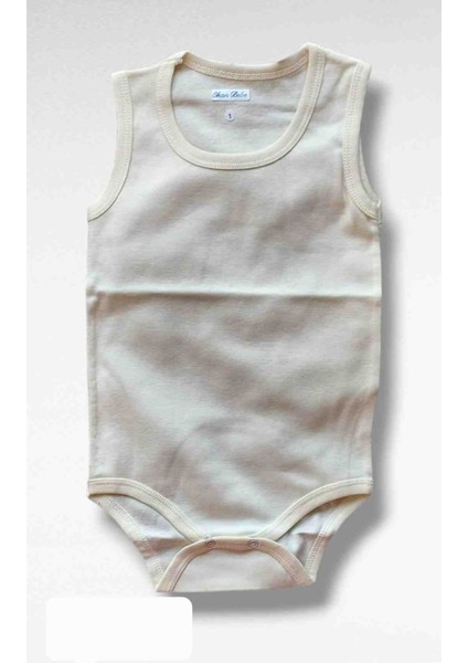 Bebek / Çocuk Unisex Tekli Askılı Body Bej Renk Çıtçıtlı Zıbın
