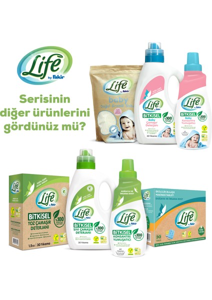 Life By Fakir Vegan Bitkisel Bebek Sıvı Çamaşır Deterjanı ve Yumuşatıcı Seti