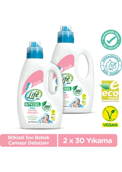 Life By Fakir Vegan Bitkisel Sıvı Bebek Deterjanı 1500 ml x 2 Adet