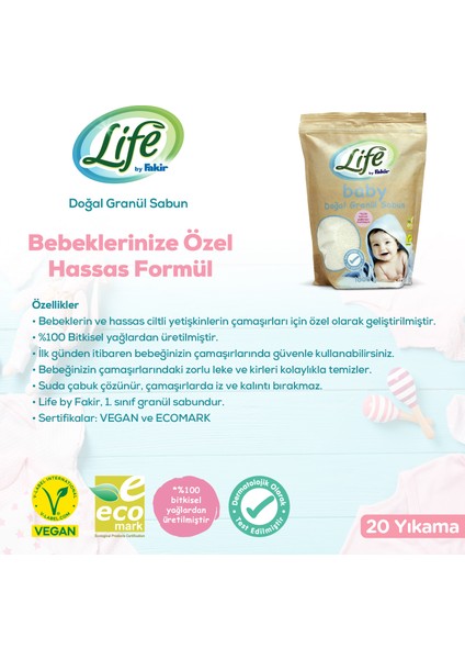 Life by Fakir Doğal Bebek Granül Matik Sabun 1 Kg