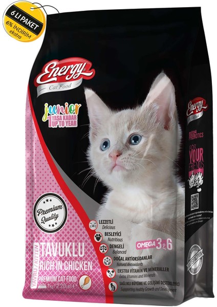 Cat Food Energy Tavuklu Yavru Kedi Maması 1 kg Özel Koli 6 Adet