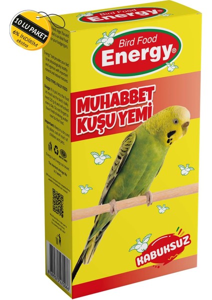 Energy Kabuksuz Muhabbet Kuşu Yemi 400 gr Özel Koli 10 Adet