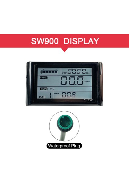 - 10069 Ebike SW900 LCD Ekran Kontrol Elektrikli Bisiklet Hız Ölçer Su Geçirmez Fiş Kayıt Enstrüman Kontrolü/ayarı 24-72V (Yurt Dışından)