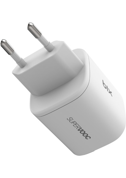 SV67 65W GaN USB-A SuperVooc 2.0 + 67W PD Type-C Çift Bağlantı Noktalı Yüksek Hızlı Şarj Cihazı, Oppo Find X2, Reno 6, 5, 4, Realme 8 Pro, GT Neo 2, Samsung Galaxy S24 ile Uyumlu