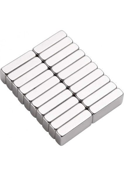 10 Adet 40X20X5 mm Neodyum Mıknatıs , Köşeli N35 Nikel Kaplamalı Ürün