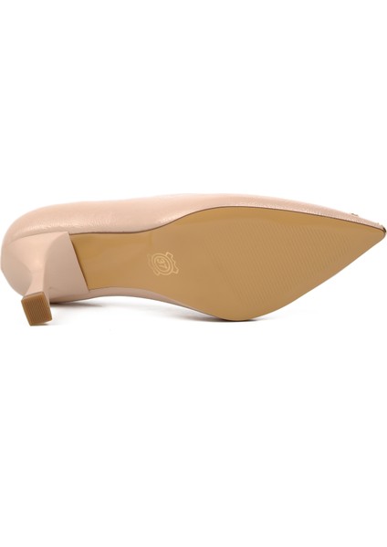 357069 Bej Kadın Taşlı Stiletto