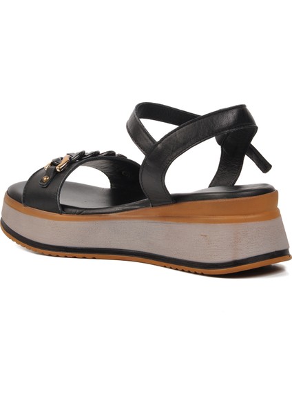 9716 Siyah Hakiki Deri Kadın Sandalet fırsatları