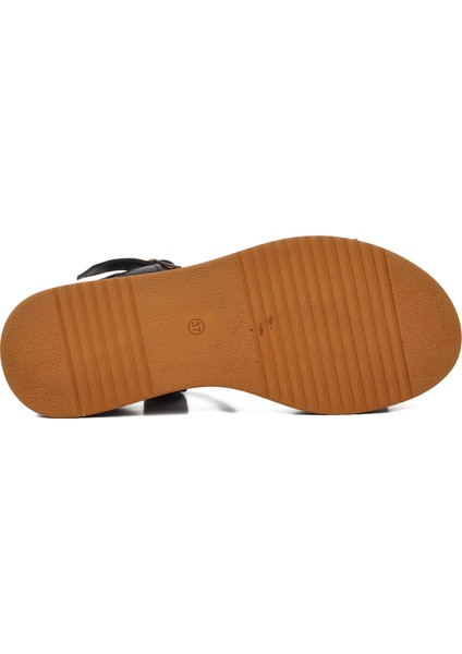 9716 Siyah Hakiki Deri Kadın Sandalet indirimleri