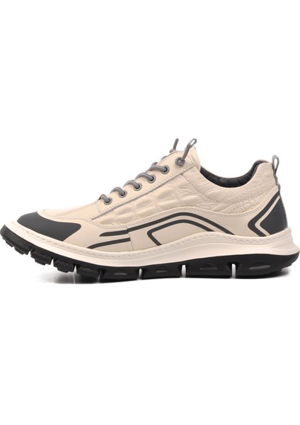 24Y590 Beyaz Hakiki Deri Erkek Sneaker