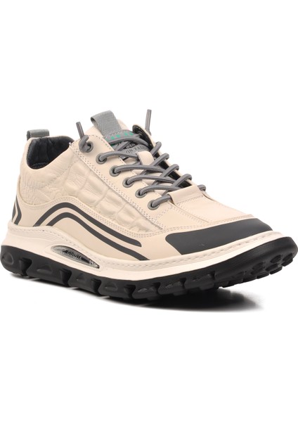 24Y590 Beyaz Hakiki Deri Erkek Sneaker