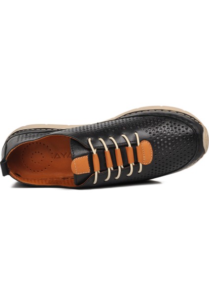 24058 Siyah Hakiki Deri Kadın Günlük Ayakkabı fırsatları