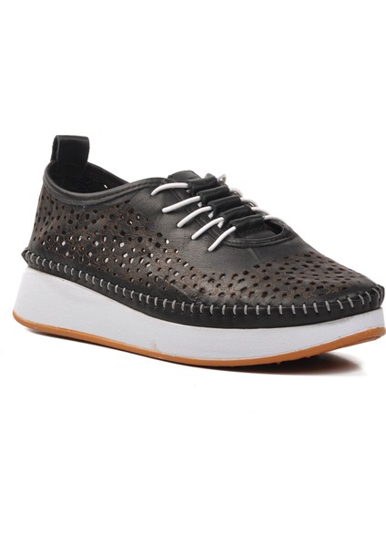 24077-L Siyah Hakiki Deri Kadın Günlük Ayakkabı modelleri
