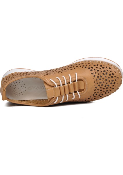 24077-L Bej Hakiki Deri Kadın Günlük Ayakkabı fırsatları