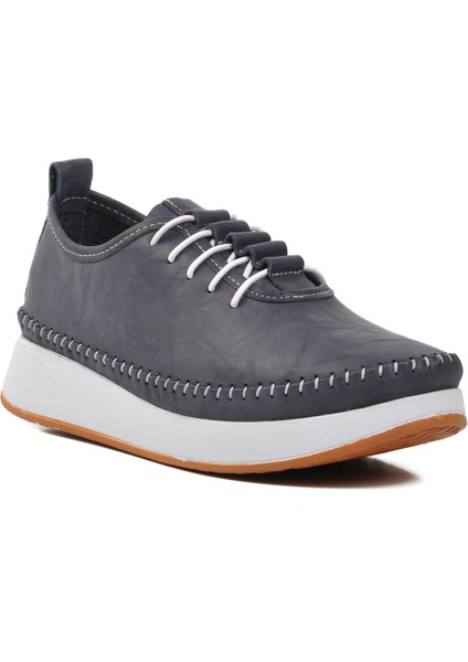 24077 Lacivert Hakiki Deri Kadın Günlük Ayakkabı modelleri