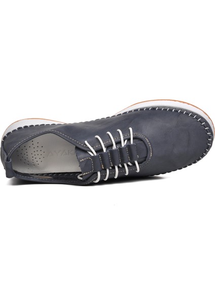 24077 Lacivert Hakiki Deri Kadın Günlük Ayakkabı fırsatları