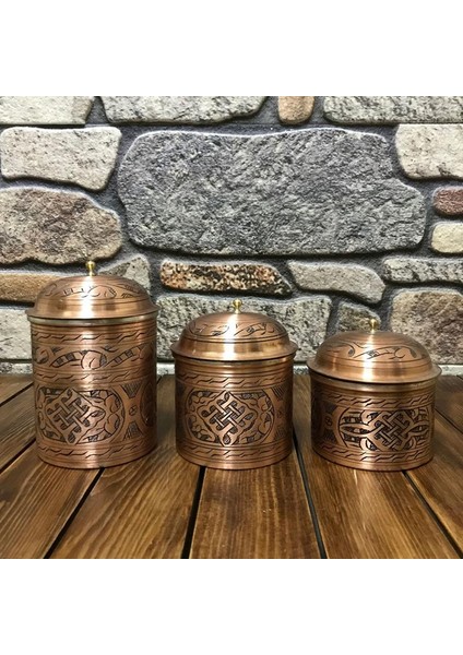 İşlemeli Bakır Baharat Seti