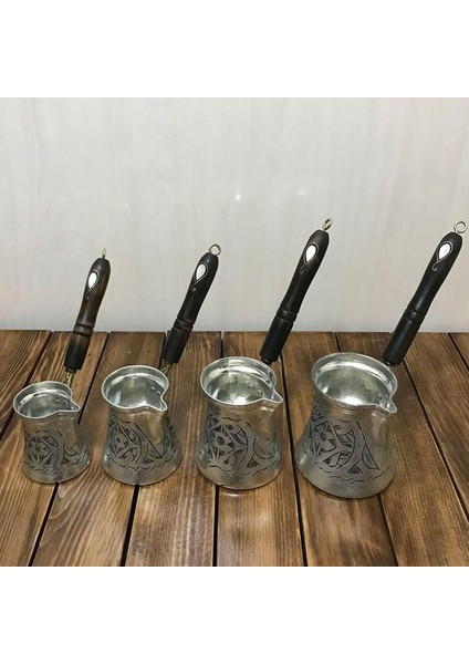 Sedef Kulplu İşlemeli Bakır Cezve Takımı fiyatları