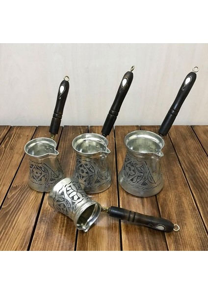 Sedef Kulplu İşlemeli Bakır Cezve Takımı fırsatları