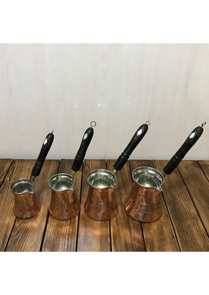 Sedef Kulplu İşlemeli Bakır Cezve Takımı fiyatları