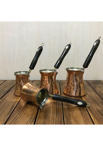 Sedef Kulplu İşlemeli Bakır Cezve Takımı fırsatları