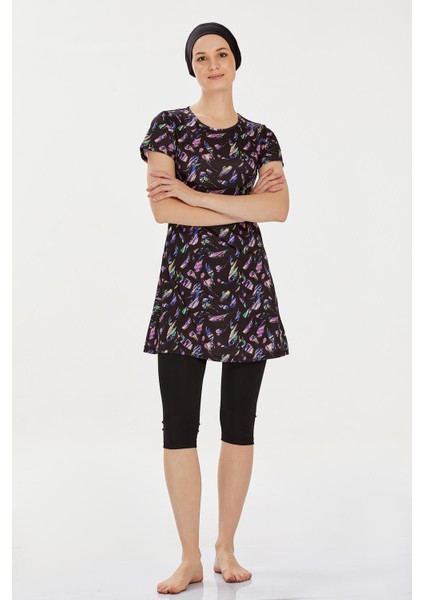 Kısa Kollu Taytlı Yarı Kaplı Mayo Florıe 9307 Siyah fırsatları