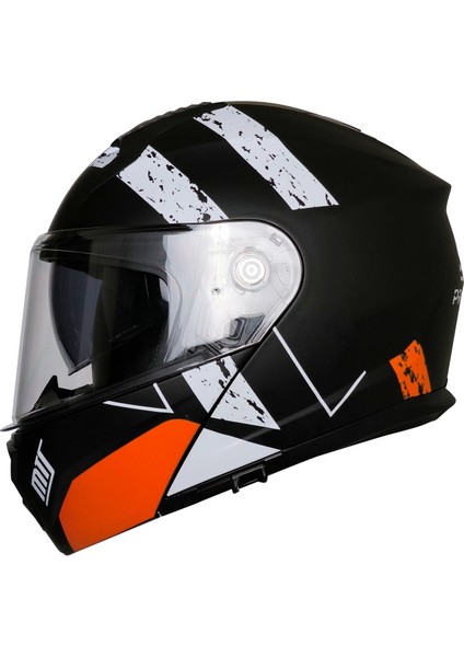 Motosiklet Çene Açılır Kask Güneş Vizörlü Ece 22.06 Sertifikalı Yeni Sezon Motor Kaskı V2 Turuncu