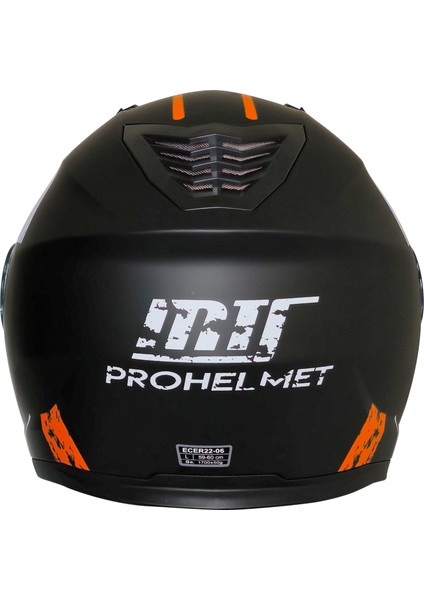 Motosiklet Çene Açılır Kask Güneş Vizörlü Ece 22.06 Sertifikalı Yeni Sezon Motor Kaskı V2 Turuncu