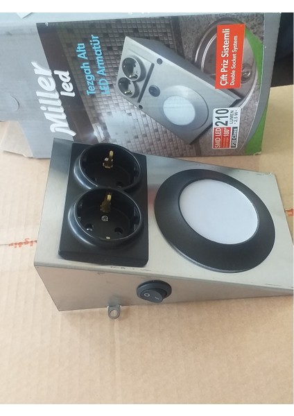 Metal Krom Kasa 2,5 Watt Beyaz Işık Ledli, Çift Prizli, Aç - Kapa Düğmeli, Tezgah - Dolap Armatürü fiyatları