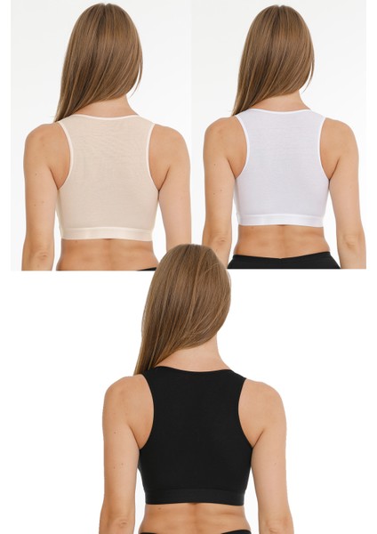 Sporcu Emzirme Büstiyeri 3lü Set Siyah-Beyaz-Ten
