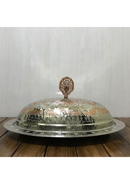 40 cm Çift Renkli Işlemeli Bakır Kayık Sahan