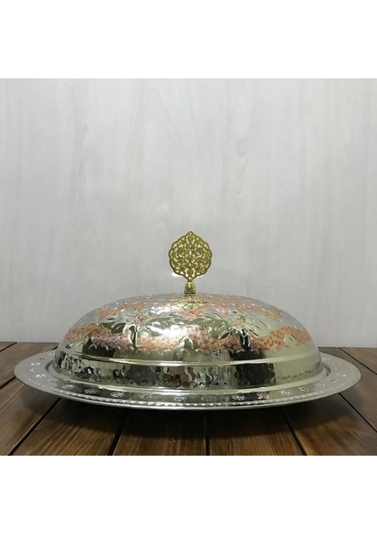 35 cm Çift Renkli Işlemeli Bakır Kayık Sahan