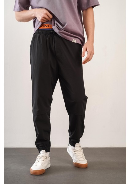 Erkek Relax Fit Kalıp Beli ve Paçası Lastikli Jogger Pantolon