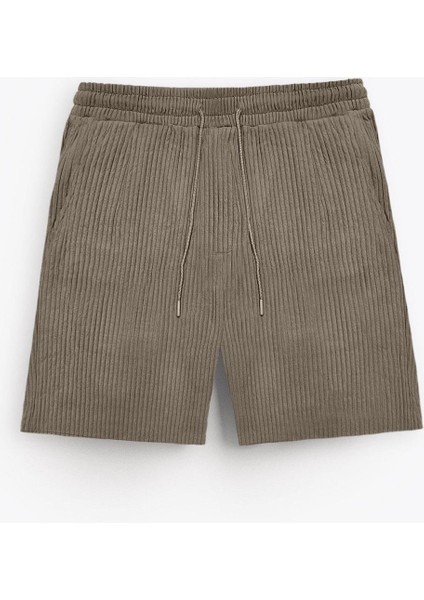 Regular Bol Kesim Fitilli Şort Kahverengi fırsatları