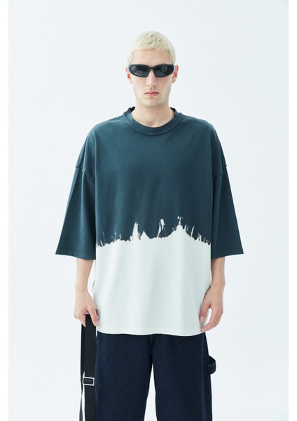 Renk Geçişli Oversıze T-Shırt-Siyah