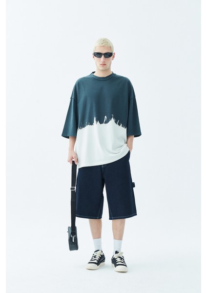 Renk Geçişli Oversıze T-Shırt-Siyah modelleri