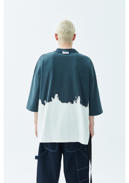 Renk Geçişli Oversıze T-Shırt-Siyah indirimleri