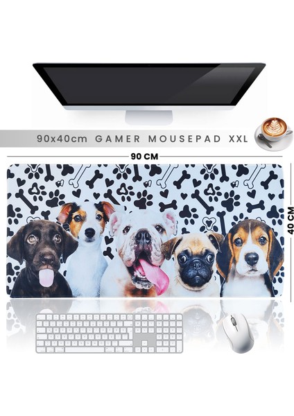 90X40CM Mega Büyük Boy Kaymaz Kauçuk Taban Dikişli Kenar Gaming Oyuncu Mousepad Xxl Dogs indirimleri